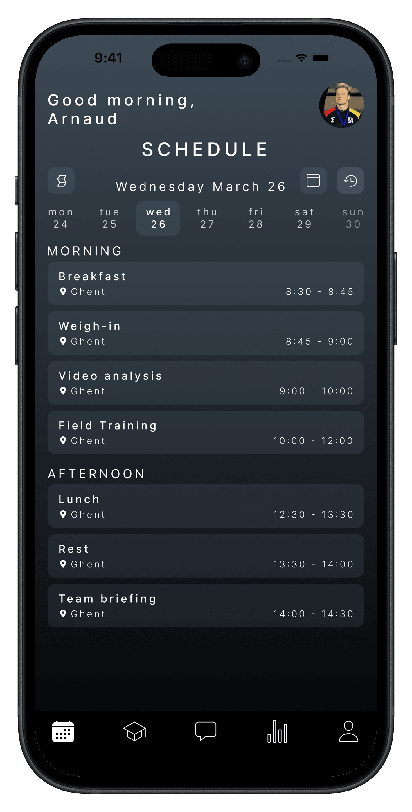 Player schedule